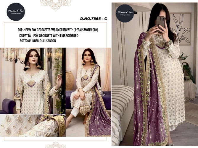 7865 A To E Mehboob Tex Embroidery Georgette Pakistani Suits Wholesale Suppliers In India